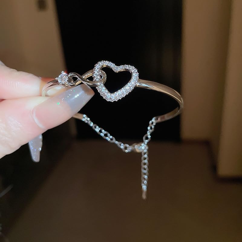 DivaGlamz To My Daughter Forever Connected Bracelet, Infinity Forever Love Heart Bracelets You Are Always In Mine From Mom Cubic Zirconia Adjustable Inspirational Gift Jewelry - Image 2
